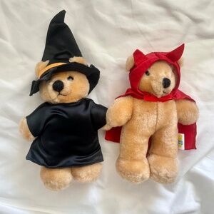 Vintage R Dakin & co 2 Halloween Plush Devil Witch Teddy Bear Plush’s VTG 1986